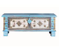 Giner Y Colomer Baúl de Madera de Mango Azul Envejecido 45x116x40 cm