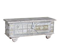 Giner y Colomer Baúl Madera de Mango Blanco Envejecido 46 x 116 x 40 cm