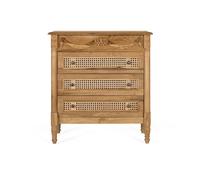 GINER Y COLOMER Cómoda de madera maciza de teca con 3 cajones de rejilla 80 cm
