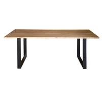 GINER Y COLOMER Mesa de comedor en madera de acacia natural y patas de metal negro