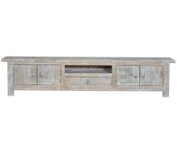 GINER Y COLOMER Mueble de tv en madera de mango blanco envejecido