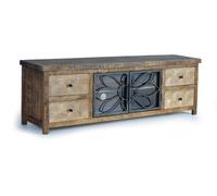GINER Y COLOMER Mueble TV de madera de mango y metal marrón envejecido