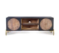 GINER Y COLOMER Mueble TV de madera de mango y metal Nogal oscuro
