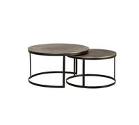 GINER Y COLOMER Set de 2 mesas nido con tapa de bronce y patas de metal