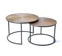 GINER Y COLOMER Set de 2 mesas nido con tapa de bronce y patas de metal