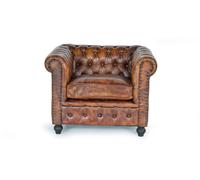 GINER Y COLOMER Sillón Chester en piel natural marrón