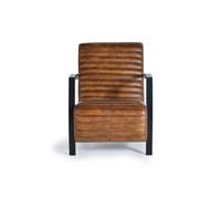 GINER Y COLOMER Sillón de estilo industrial en piel marrón