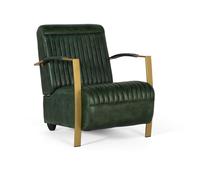 GINER Y COLOMER Sillón tapizado en piel bovina verde con estructura dorada