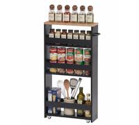 Ginhow Carro de Almacenamiento Negro con Ruedas Estrecho 40x14x80cm