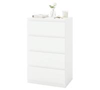 Ginhow Mesilla de Noche Blanca, Comodas Dormitorio Blancas con 4 cajones, Mesa de Noche Dormitorio Multifuncional, Cajoneras Interior Armarios de Estilo Moderno