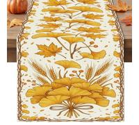 Ginkgo - Camino de mesa de temporada, rústico, trigo arce, otoño, amarillo, lavable, para comedor, mantel, tocador, decoración, 13 x 108 pulgadas