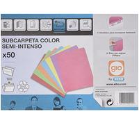 Gio pack 50 subcarpetas simples folio 185gr cartulina c/surtidos