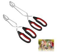 GIONAR 2 pinzas de tijera, pinzas para barbacoa con antideslizantes y resistentes al calor, pinzas de acero inoxidable, pinzas para carbón vegetal para cocina, cocina, hornear, barbacoa, para girar y
