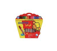 Giotto be-bè 466500 - Estuche 12 súper lápices de colores (mina de 7 mm diámetro, capuchón posterior de seguridad anti-mordedura, anti ahogo y sacapuntas), multicolor