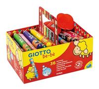 GIOTTO be-bè, Súper Lápices de Colores Lavables, Mina Gigante, 7mm, 12 colores surtidos con 3 maxi sacapuntas, 36 unidades