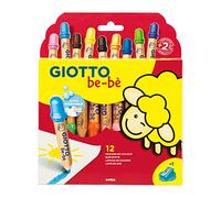 Giotto Lápices de colores be-bè Súper, mina jumbo 7 mm, lavables, sacapuntas grande, 12 unidades