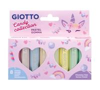 GIOTTO Candy Collection, Goma de Borrar Pastel, Colores Surtidos, 8 Unidades