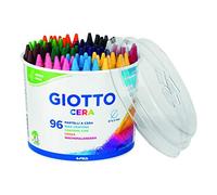 GIOTTO Cera, Ceras Súper Lavables, Diámetro 8.5mm, Bote de Bio Plástico, 8x12 Colores Surtidos, 96 unidades
