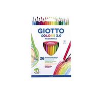 GIOTTO Colors 3.0, Lápices de Colores Acuarelables, Forma Triangular, Mina 3 mm, Colores Surtidos, 36 Unidades