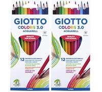 Giotto Colors Aquarell 3.0 Lápices de Colores Acuarelables, Estuche 12 Uds. (Paquete de 2)