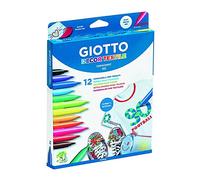 Giotto – Decor Textile Punta de Pincel, Estuche sin plástico, Colores surtidos 12 uds.