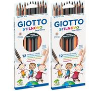 Giotto Lapices de colores stilnovo skin tones caja de 12 colores (Paquete de 2)