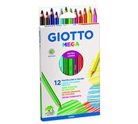 Giotto Lápices de colores Mega – gruesos, forma hexagonal, mina 5.5 mm, 12 uds.