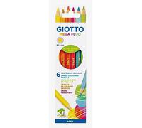 Giotto Mega, Lápices de colores gruesos, Formato Hexagonal, Mina de 5,5mm, Colores Fluo Surtidos, 6 unidades
