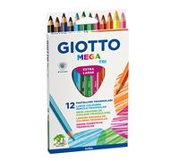 GIOTTO Mega -Tri, Lápices de colores gruesos, Forma Triangular, Mina 5.5mm, Colores Surtidos, 12 uds.