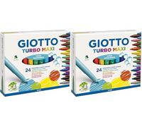 Giotto Rotulador turbo maxi caja de 24 colores lavables con punta bloqueada (Paquete de 2)