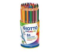 GIOTTO Stilnovo, Lápices de colores, Forma Hexagonal, Mina 3.3 mm, Bote de Bio Plástico, 7 X 12 Colores Surtidos, 84 unidades
