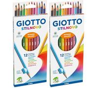 Giotto Stilnovo, Lápices de colores, Forma Hexagonal, Mina 3.3mm, Colores Surtidos, 12 unidades (Paquete de 2)