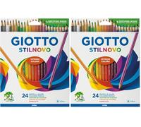 Giotto Stilnovo, Lápices de colores, Forma Hexagonal, Mina 3.3mm, Colores Surtidos, 24 unidades (Paquete de 2)