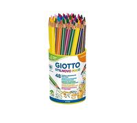 Giotto Stilnovo Maxi, Lápices de colores gruesos, Bote de Bio Plástico, Formato Triangular, Mina de 4,3mm, Bote de Bio Plástico, Colores Surtidos, 48 unidades
