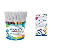 Giotto Turbo Maxi Rotuladores, Bote 48 unidades & Turbo Glitter Rotuladores, Estuche 8 Uds.