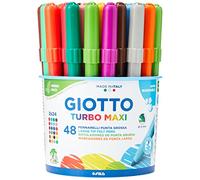 GIOTTO Turbo Maxi, Rotuladores Súper Lavables, Punta Maxi, Punta 5mm, Bote de Bio Plástico, 2x24 Colores Surtidos, 48 unidades