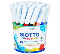 Giotto Rotuladores Turbo Maxi - Lavables, Punta 5 mm, bote 48 unidades, Colores surtidos - Niños