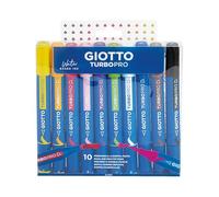 Giotto Rotuladores Turbo Pro de doble punta, fibra redonda, colores surtidos, 10 unidades