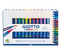 Giotto Rotuladores Turbo Pro, doble punta y punta redonda, colores surtidos, 15 unidades