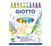 Giotto Rotuladores Turbo Soft Brush – Punta de pincel soluble al agua, colores pastel, 10 unidades