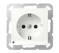 GIRA 417003 - Enchufe Schuko (16 A, 250 V, con luz LED orientativa y sistema de obturación 55, color blanco brillante)