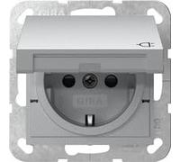Gira 441426 Enchufe Schuko 16 A 250 V ~ con tapa abatible y sistema de obturación 55, aluminio