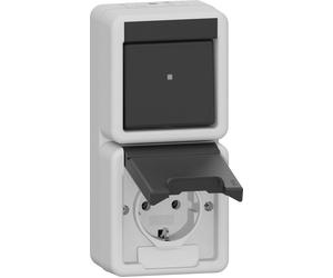 Gira Interruptor Vertical Toma De Corriente Combo IP44 Gris - 417630