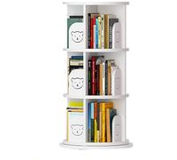 Gira la librería, Estantería giratoria de 360 Grados Estante Suelo Multifuncional Amplio Espacio Almacenamiento Fácil Usar Base Engrosada Mayor Capacidad Carga(White,97 * 51cm)