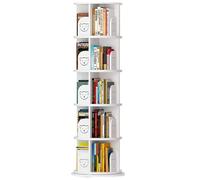 Gira la librería, Estantería giratoria de 5 estantes Estante multifunción for el hogar pie Base Ancha for Usar sin tambalearse(White)