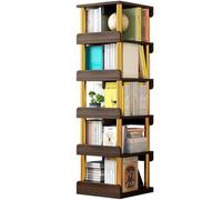 Gira la librería, Estantería giratoria de 5 estantes, Lujo, Ligera y con múltiples Niveles(Brown,Revolve)