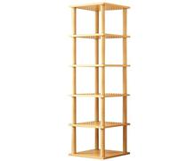 Gira la librería, Estantería giratoria de 5 estantes, Lujo, Ligera y con múltiples Niveles(Wood Color,Non-Rotating)