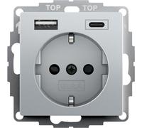 Gira Sistema 55 Enchufe De Pared Usb Doble Aluminio - 245926