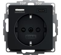 Gira Sistema 55 Enchufe De Pared Usb Doble Con Tierra Negro - 2459005