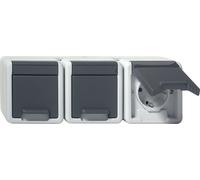 Gira Toma Schuko Triple Con Tapa Articulada IP44 Gris - 478930